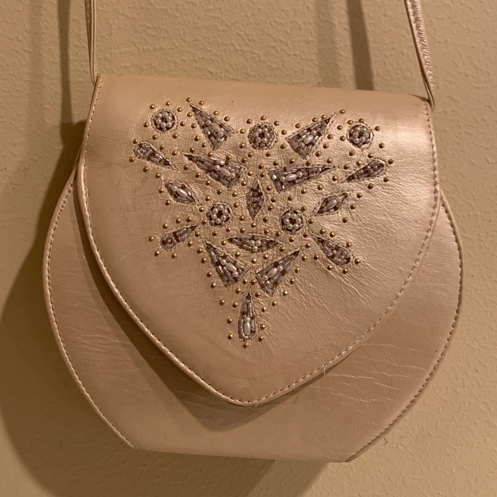 Vintage J Renee Beaded Leather Bag